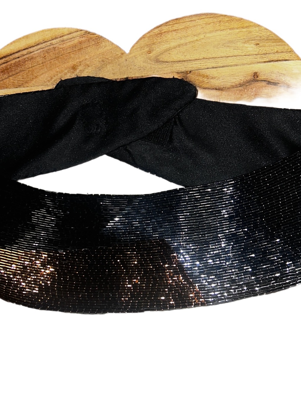 Timmy Woods Beverly Hills ~ 1977 ~ Black & Gold Beaded Shimmering Wide Belt